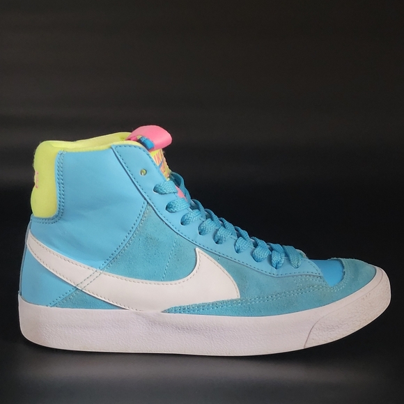 Nike Blazer Mid 77 GS 'Dance Baltic Blue Volt Pink' Youth Size 5 DQ6084-400 Used - Picture 6 of 12